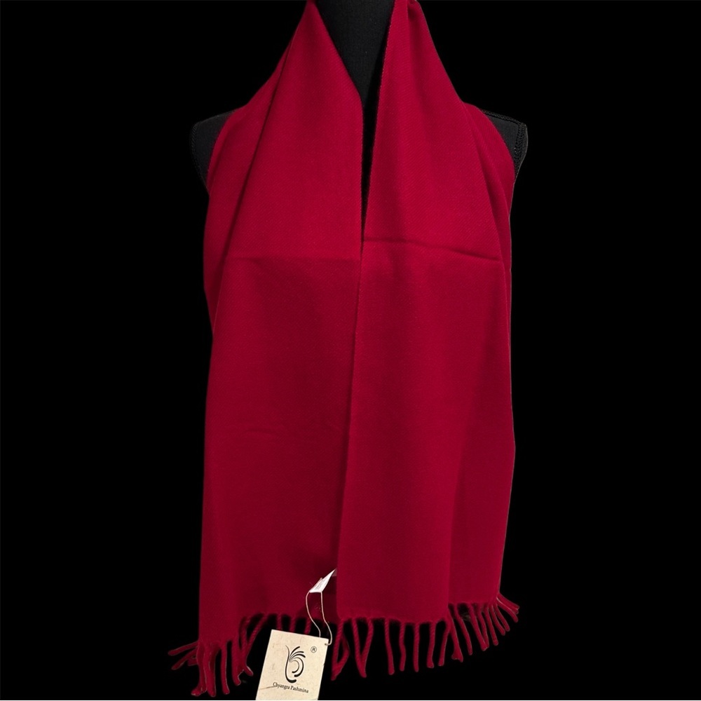 NWT Chyangra Pashmina 100% Pure 4-Ply Cashmere Scarf Handmade Nepal COA-PURE RED - Picture 6 of 17